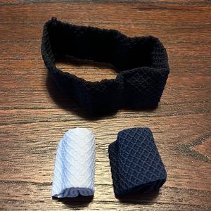 $3 Add-On Set of 3 Headbands Hair Ties Stretchy Black, White, Navy Blue
